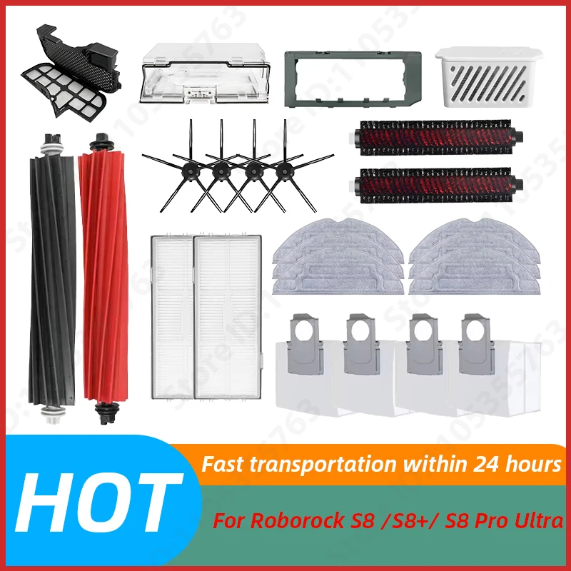 

Roborock S8 S8 Pro Ultra S8+ robot Vacuum Cleaner mop Choth vacuum bags Accessories Side Brush Filter Replaceable Spare Parts