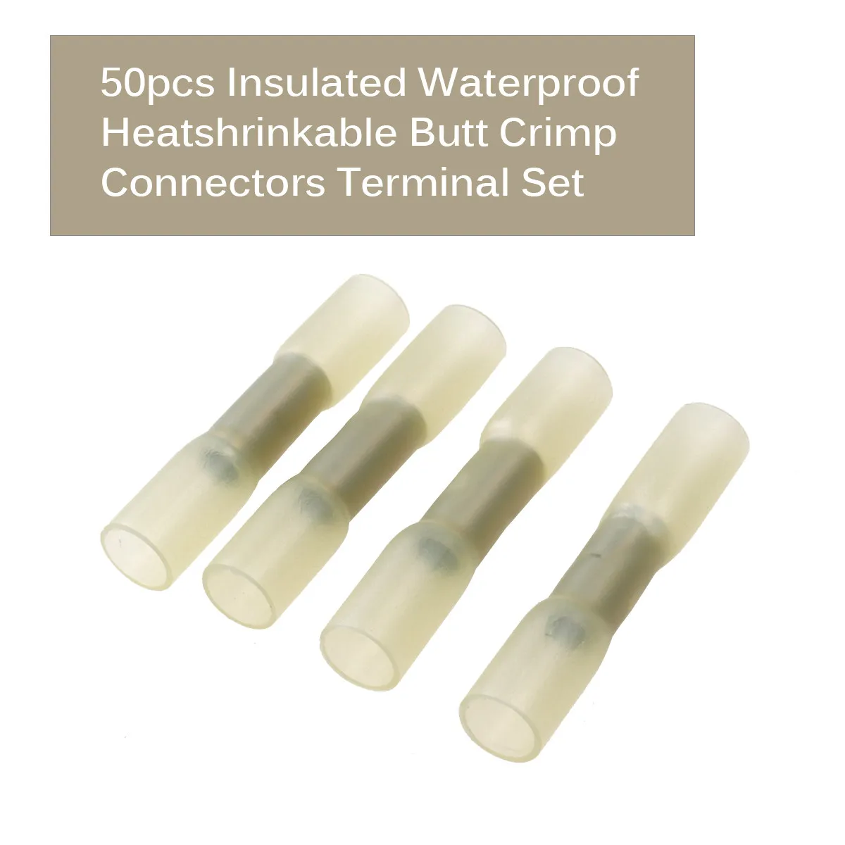 50Pcs Waterproof Butt Crimp Connectors Insulated Heatshrinkable Terminal Set for Safe Wire Connection in Damp Areas