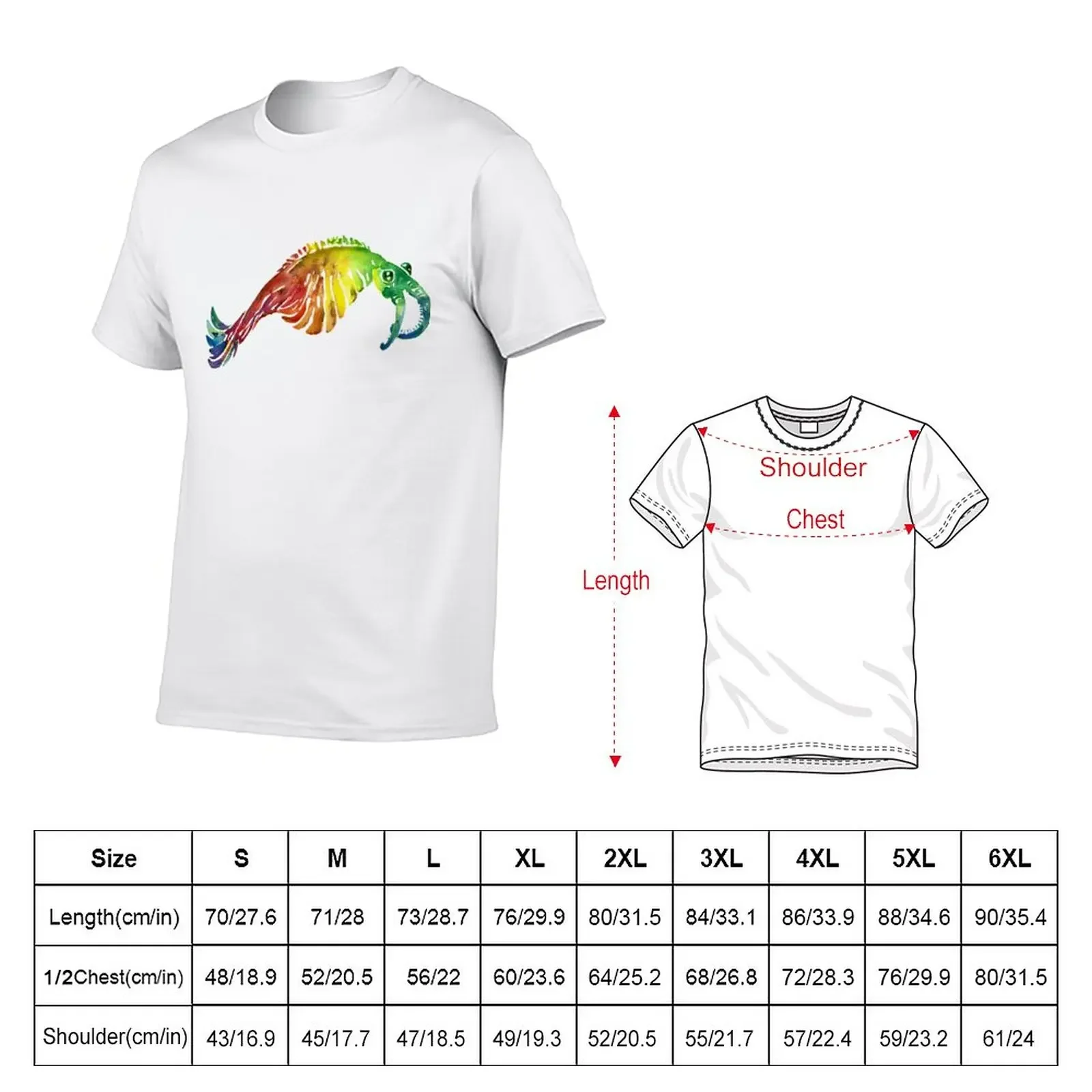 Watercolor Fossil Anomalocaris in Rainbow T-Shirt Short sleeve tee tees men graphic t shirts