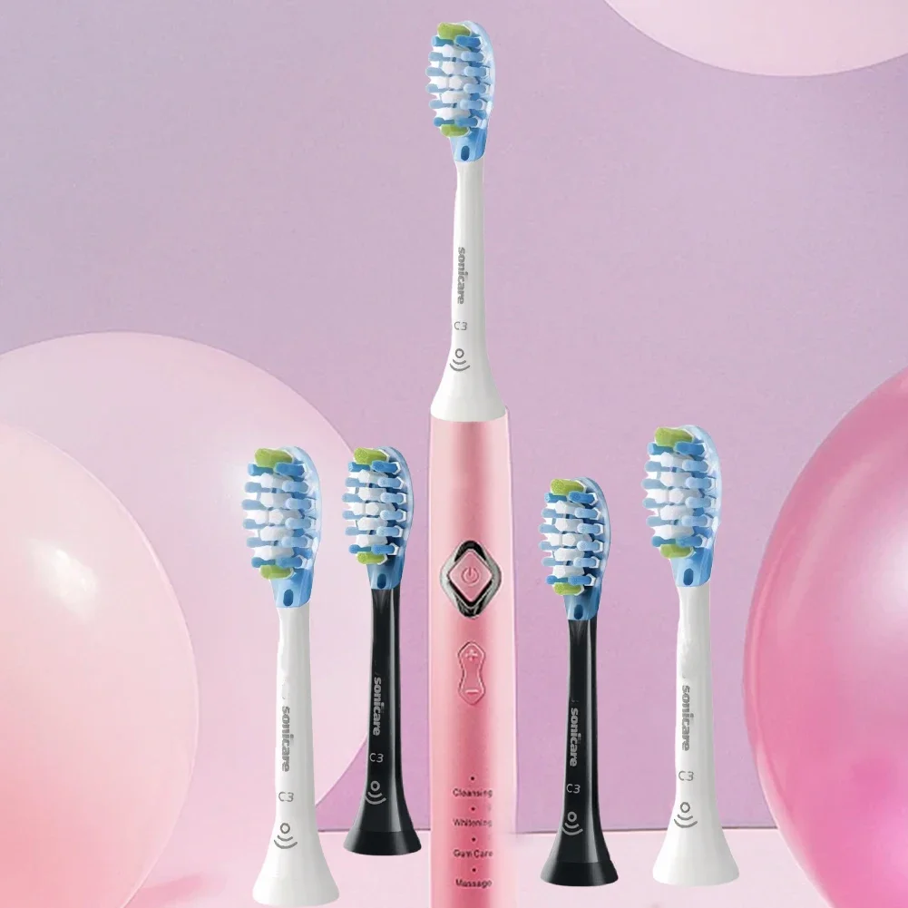 Sonicare C3 4-пакет сменных насадок для зубных щеток, защитная зубная щетка, белая или черная