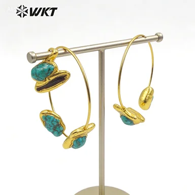 

WT-B655 WKT 2023 Trendy Style Turquoise And Pearl 18K Gold Plated Adjustable Bangle Fashion Jewelry Supplies Accessory Love