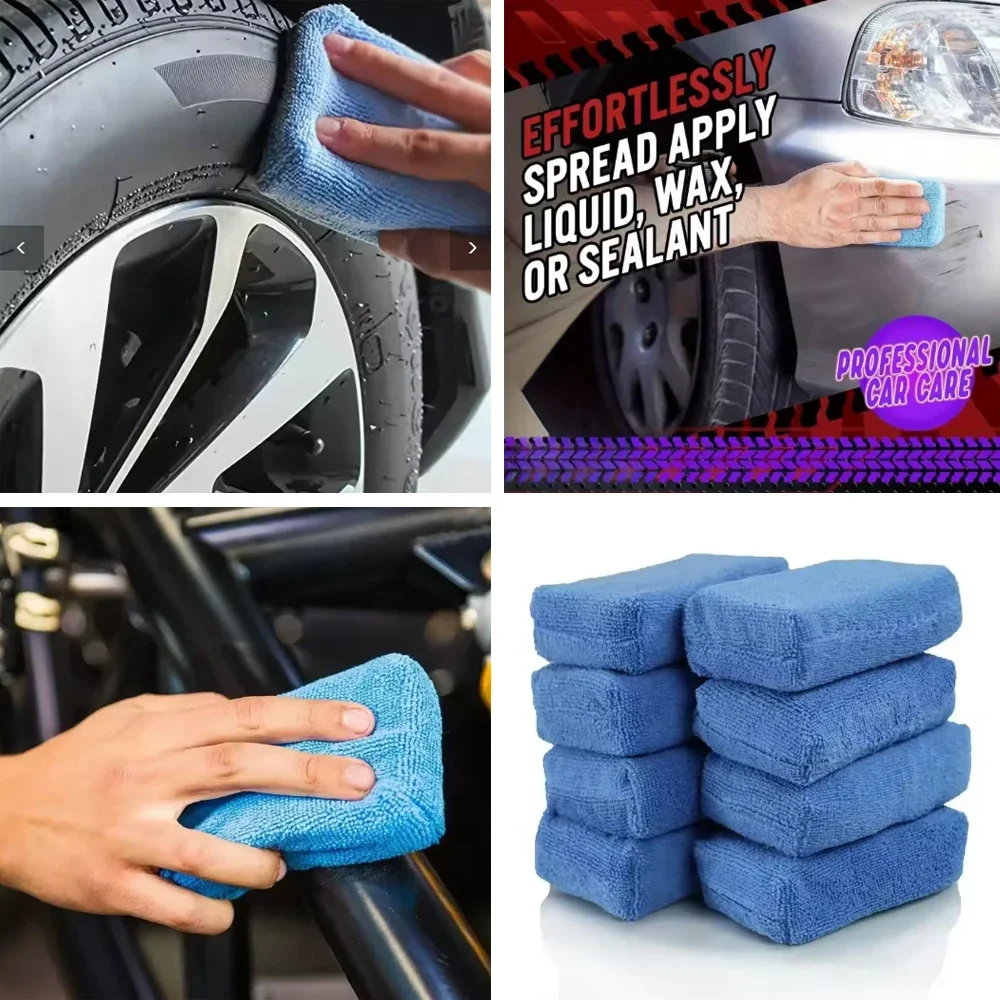 Microfibre Car Cleaning Pad Multifunctional Universal Double Sided Velvet Polishing Scrubbing Sponge Car Interior Cleaning Tools