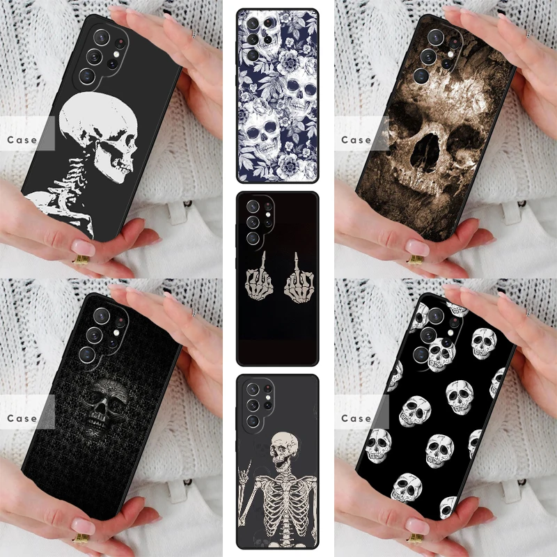 Skeleton Skull Bones TPU Phone Case for Samsung Galaxy S26 S25 S24 S23 S22 S21 S20 Note10 Plus FE Ultra Cover