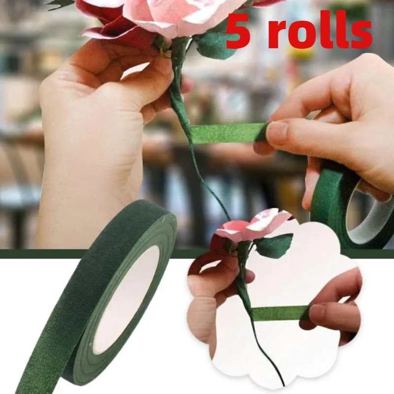 5/1pcs 20m Self-adhesive Bouquet Floral Stem Green Tape Florist Decor Flower Wrapping Artificial DIY Flower Green Tapes