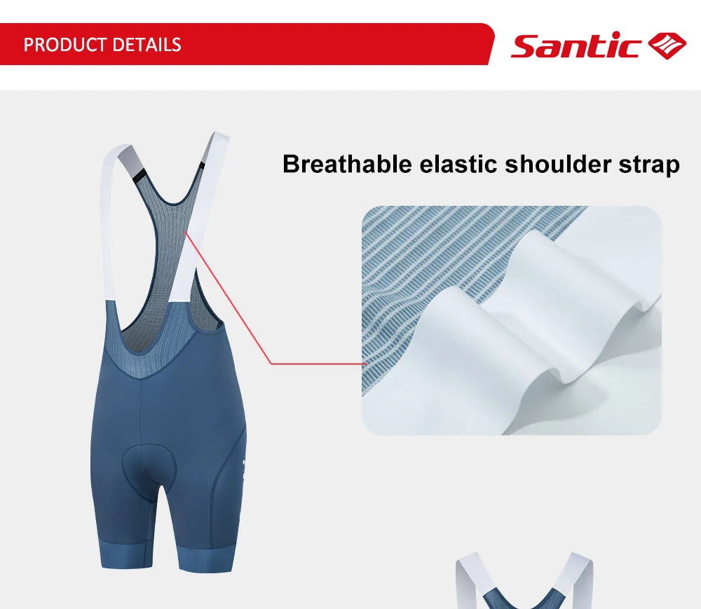 Santic Herren-Sommer-Radsport-Trägerhose, atmungsaktiv, schnell trocknend, Schwammkissen, 5 Stunden Komfort, stoßfest, rutschfest, Fahrrad-Shorts – Detail 5