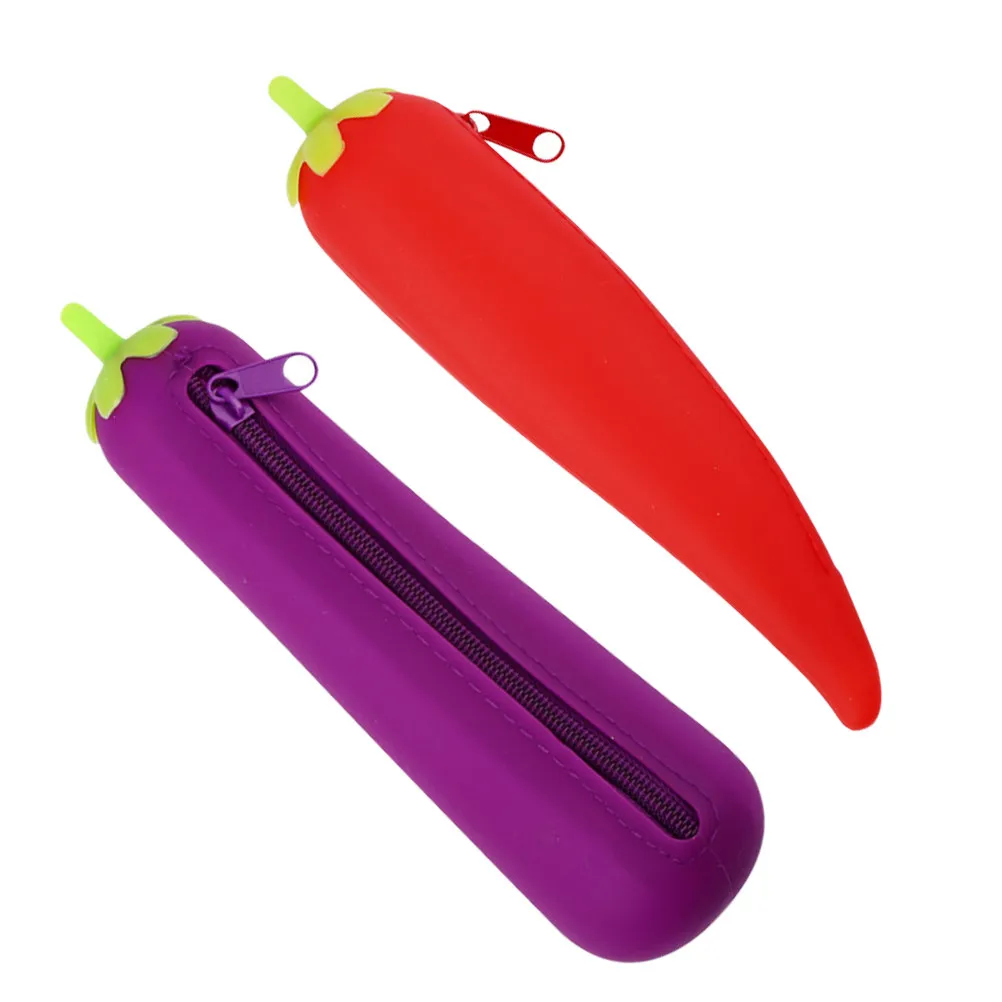 

Набор из 2 силиконовых пеналов для карандашей в виде овощей, мультяшный дизайн, большая вместимость, органайзер для канцелярии, подарки для студентов