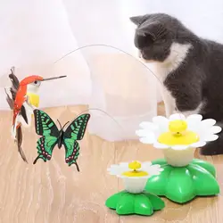 360-degree Rotating Interactive Cat Toys with Flying Bird Bee Butterfly Flower Base Pet Supplies for Cats Kittens