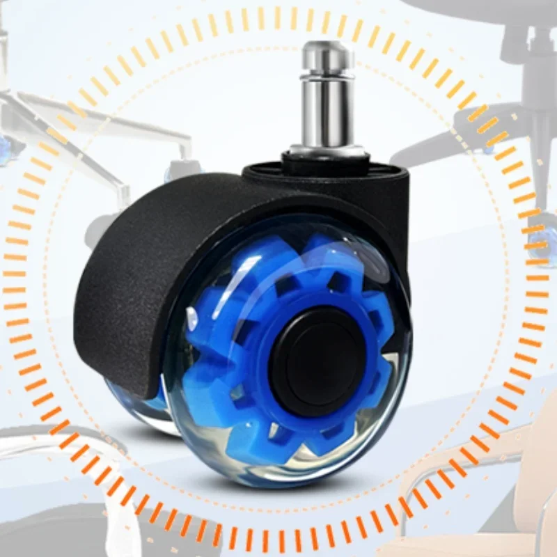 5 Pcs 2-inch PU Transparent Double Wheel Furniture Casters With Snap Ring For Office Chairs