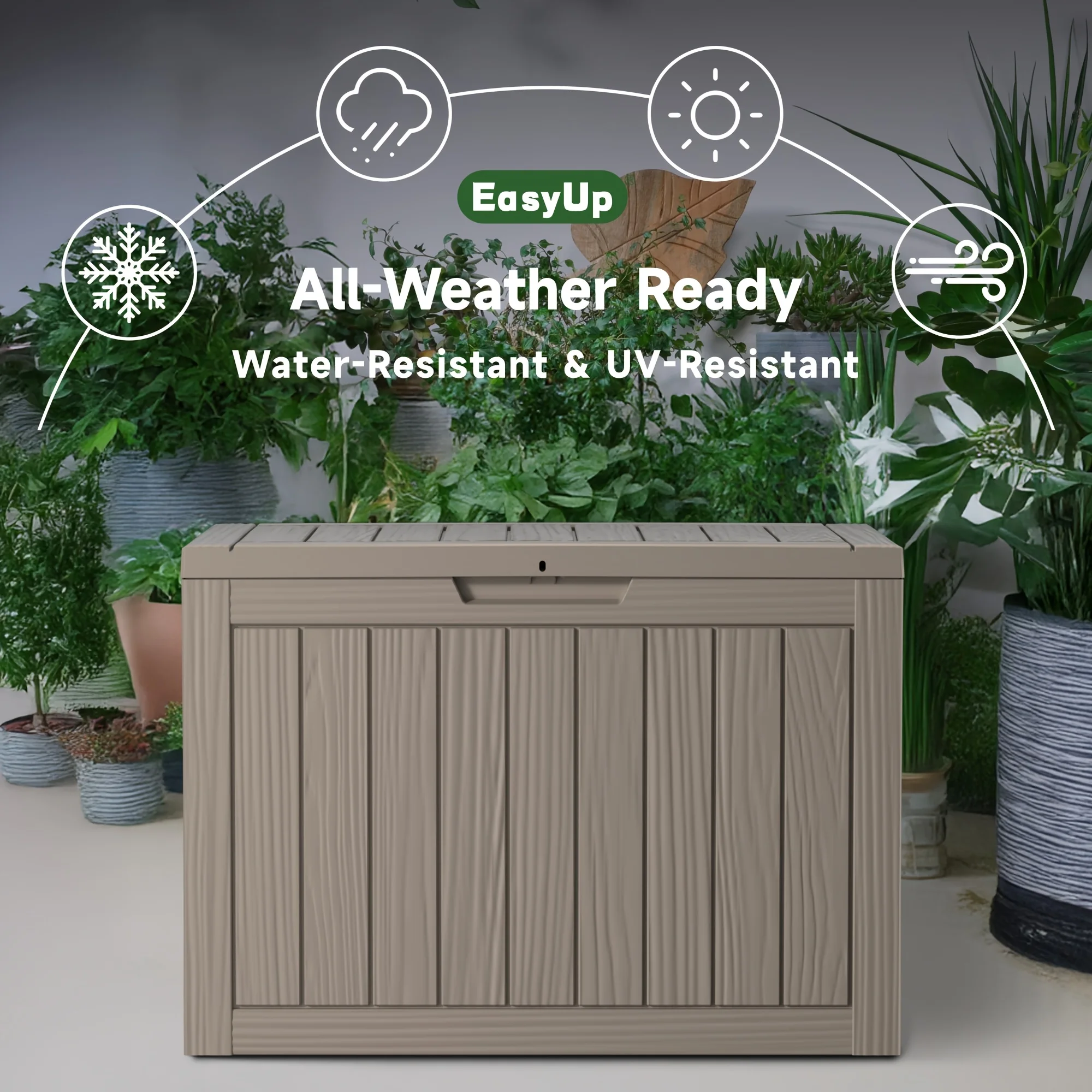 

45 Gallon Classic Modern Outdoor Deck Box, Resin Material Has Good Weather Resistance, Long-term Sun Protection And No Fading, Outdoor Essential, Waterproof, Perfect Gift for Halloween, Thanksgiving, Christmas, Box,Cabinet,Rack for Outdoor Storage