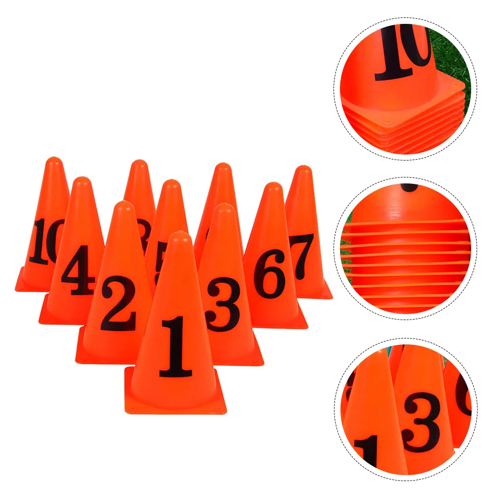 10 Pcs Agility Filed Cones Soccer Number Sign Bucket Ice Cream Marker Orange Imported PE Material Child