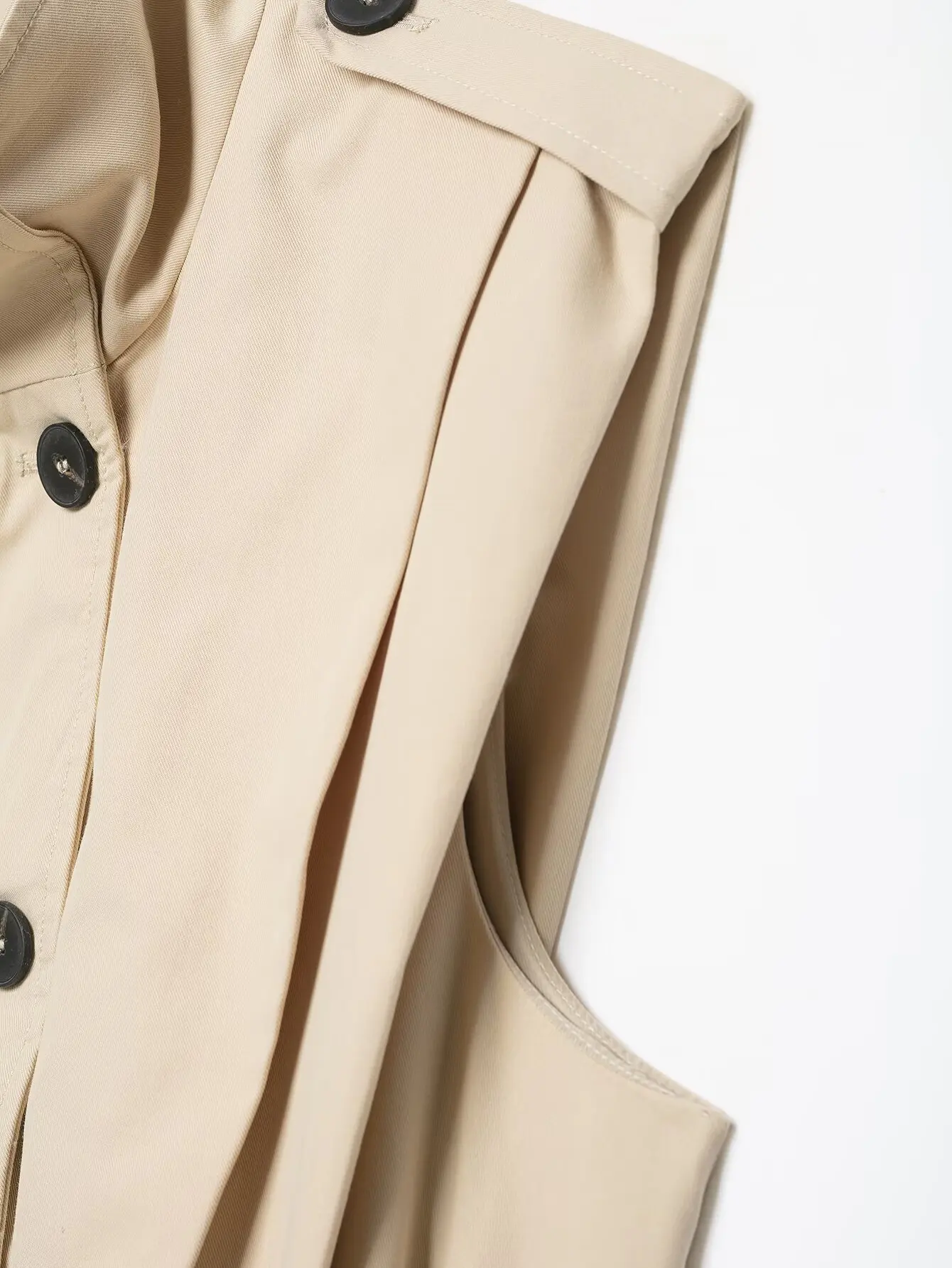 New Women's Waistcoats Stand Collar Epaulet Sleeveless Double Breasted Pleated Tank Top Fashion Female Vest Trench Coat