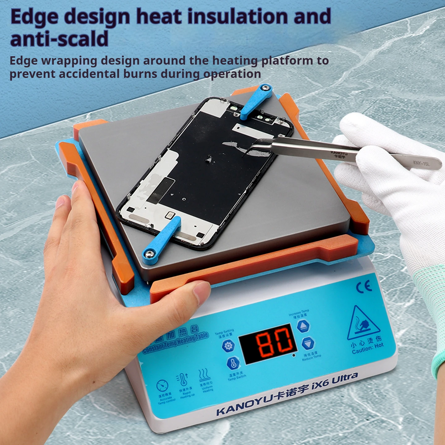 Heating table, intelligent constant-temperature mobile phone mainboard, layered LED de-lamp beads, cpu heating table