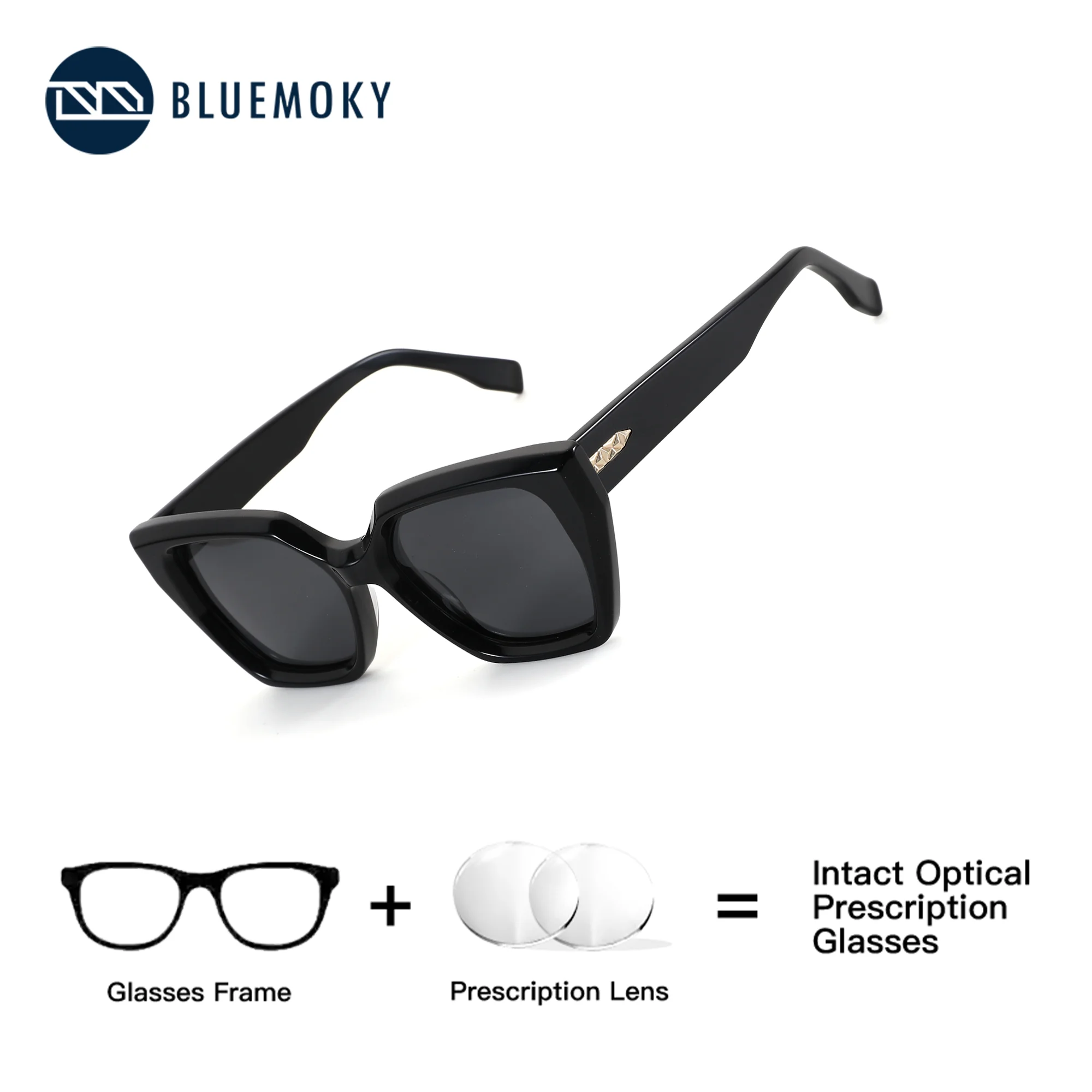 BLUEMOKY M Size Butterfly Polarized Prescription Sunglasses Custom UV400 Acetate Optical Woman Myopia Reading Glasses
