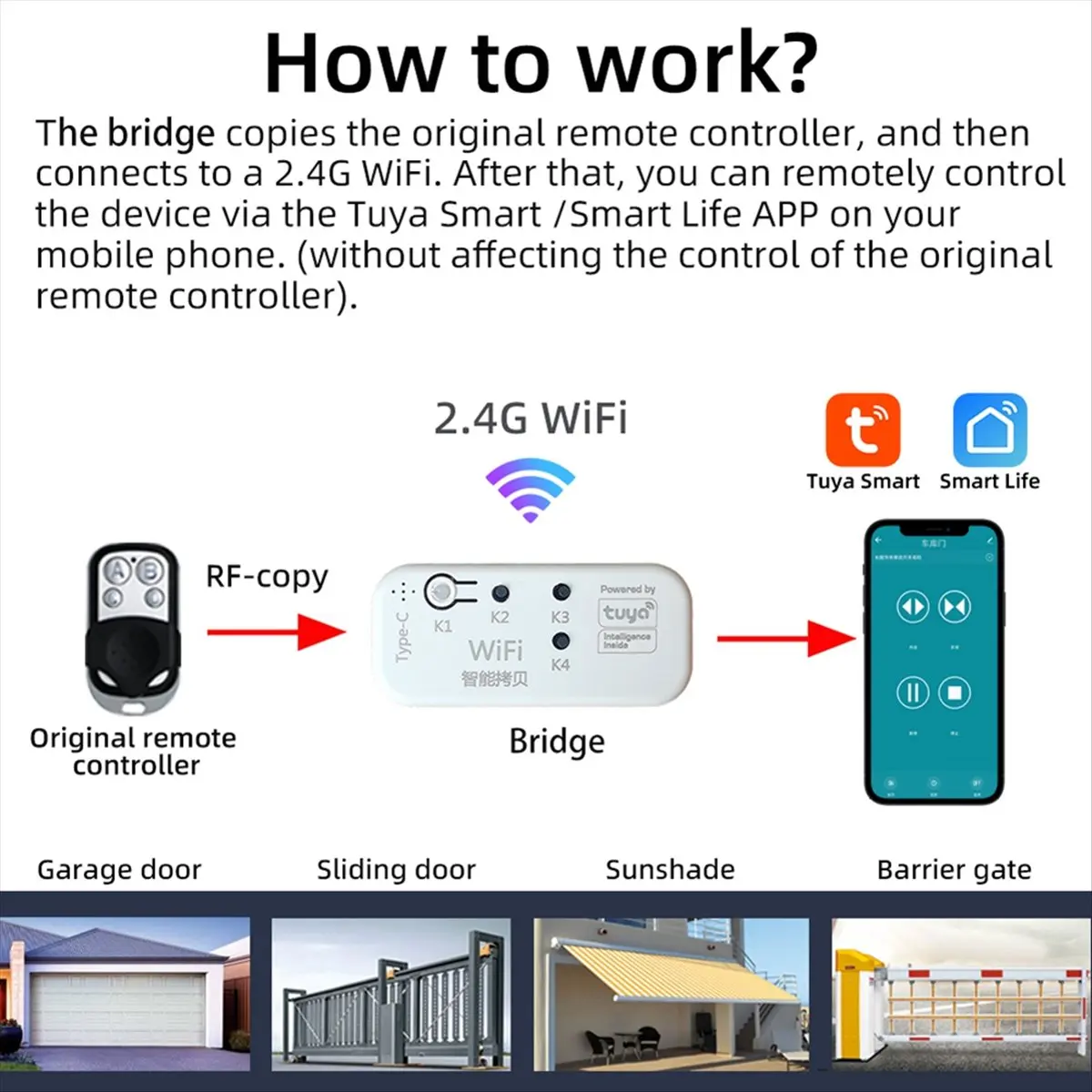 أعلى تويا 433 ميجا هرتز RF الناسخ باب المرآب ناسخ ريموت كنترول للباب الكهربائي المتداول ستارة الباب المظلة ظلة #4