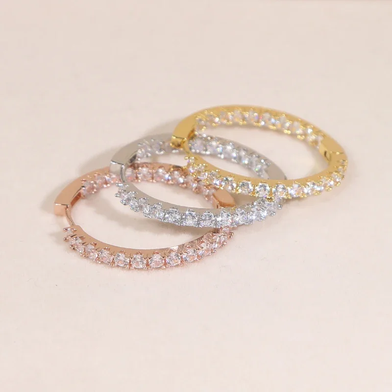 35mm Gold Silver AAAAA CZ Huggie Hoop Earrings for Women Fashion Jewelry with 3 Color for Party Festival Boucle Doreille