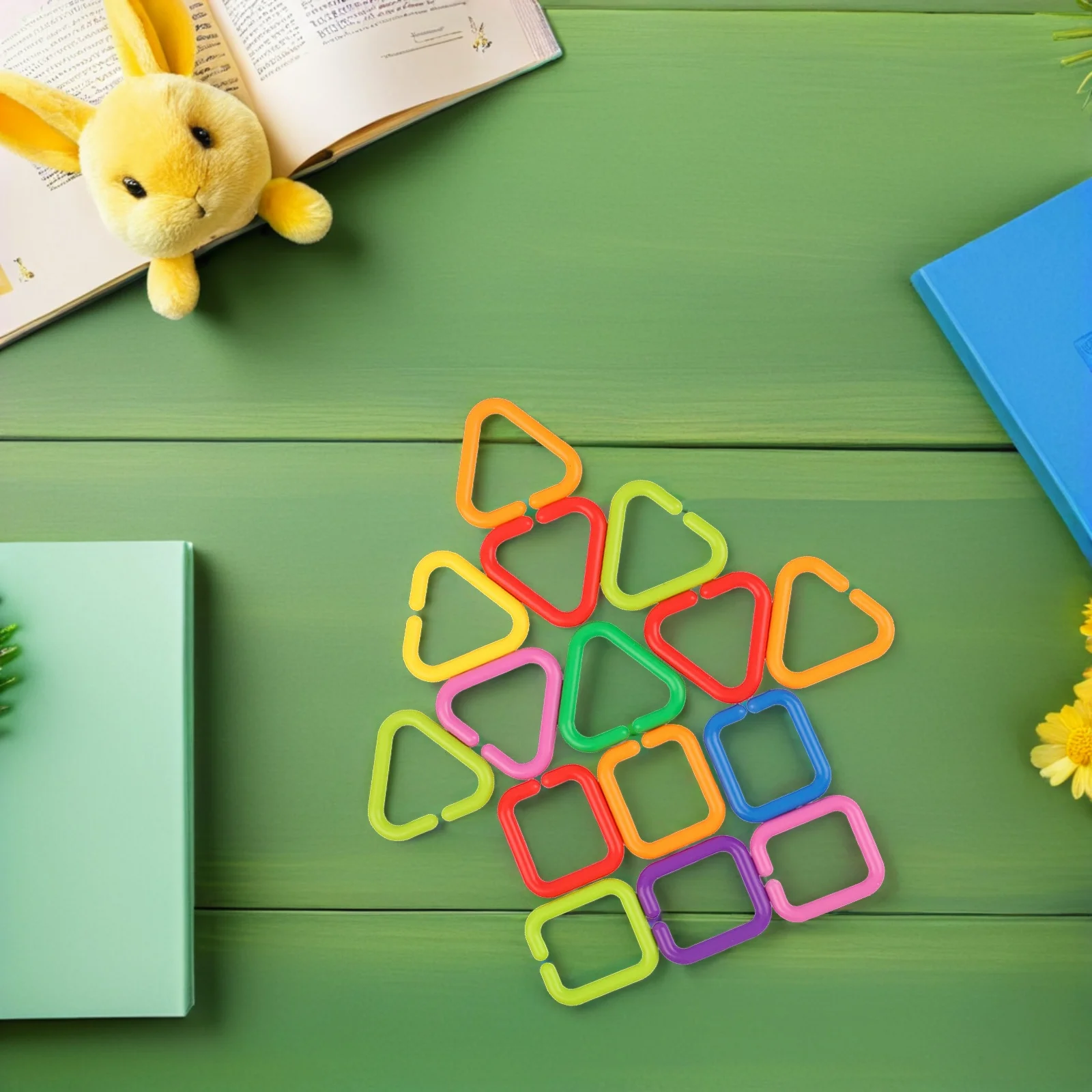 35 Uds. Anillos de eslabones para bebé formas geométricas creativas educación temprana cadenas de enlace sensorial cochecito colgante para bebés pequeños