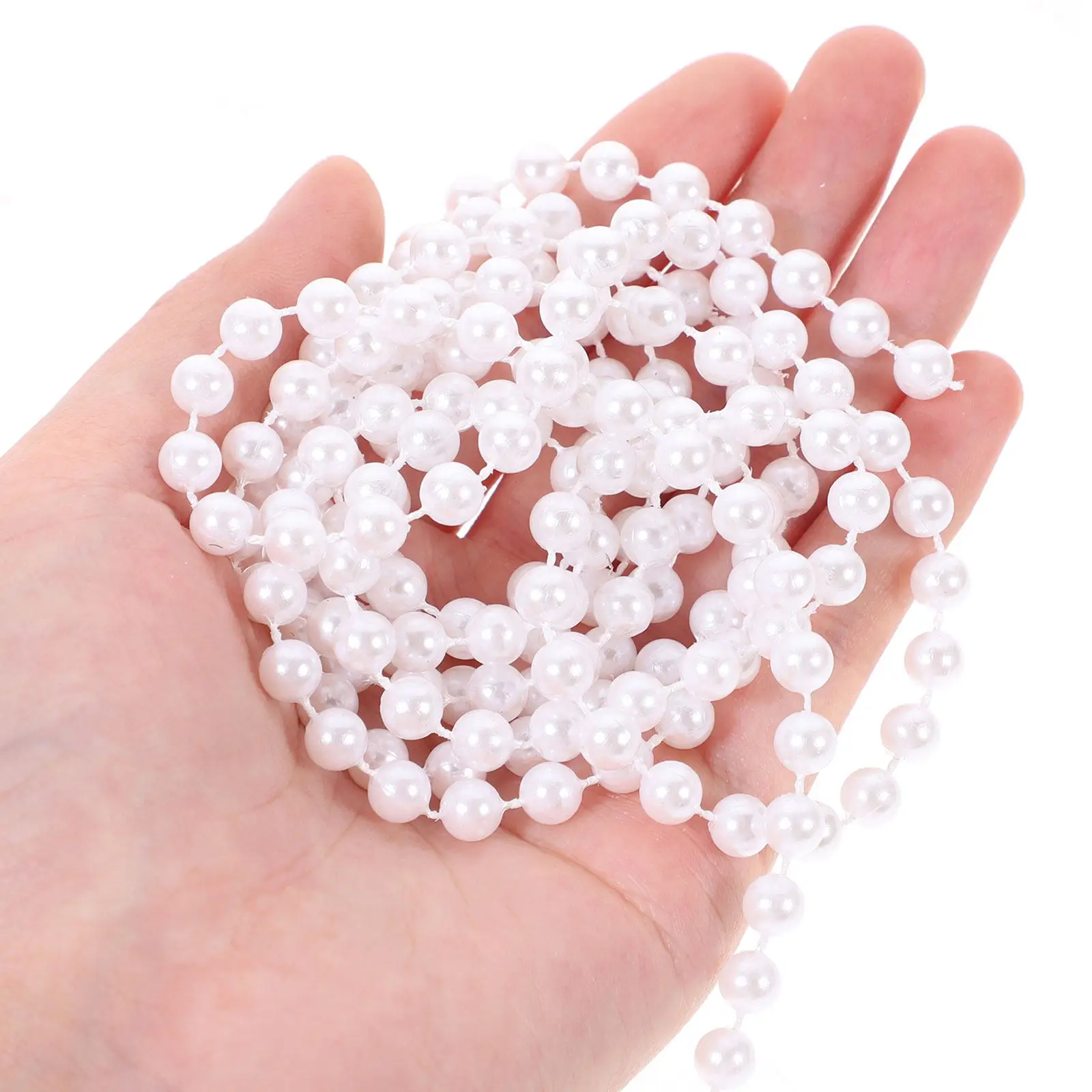 5M Imitation Pearl Bead Chain Roll Plastic Pearl String for Necklace Bracelet Making Wedding Decor Christmas Garland Vase Filler