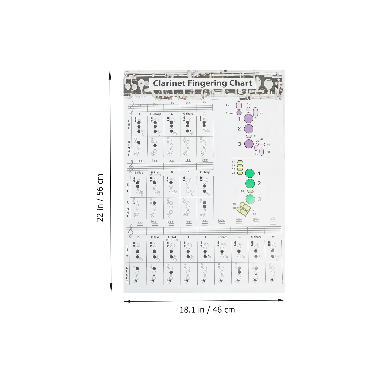

Chord Fingering Chart Clarinet Position Poster Guitar Guide for Coated Paper Placement