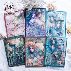 JIANWU 30 Sheets Underwater Fantasy Series Vintage Mermaid Collage Decor Material Paper Creative DIY Junk Journal Stationery