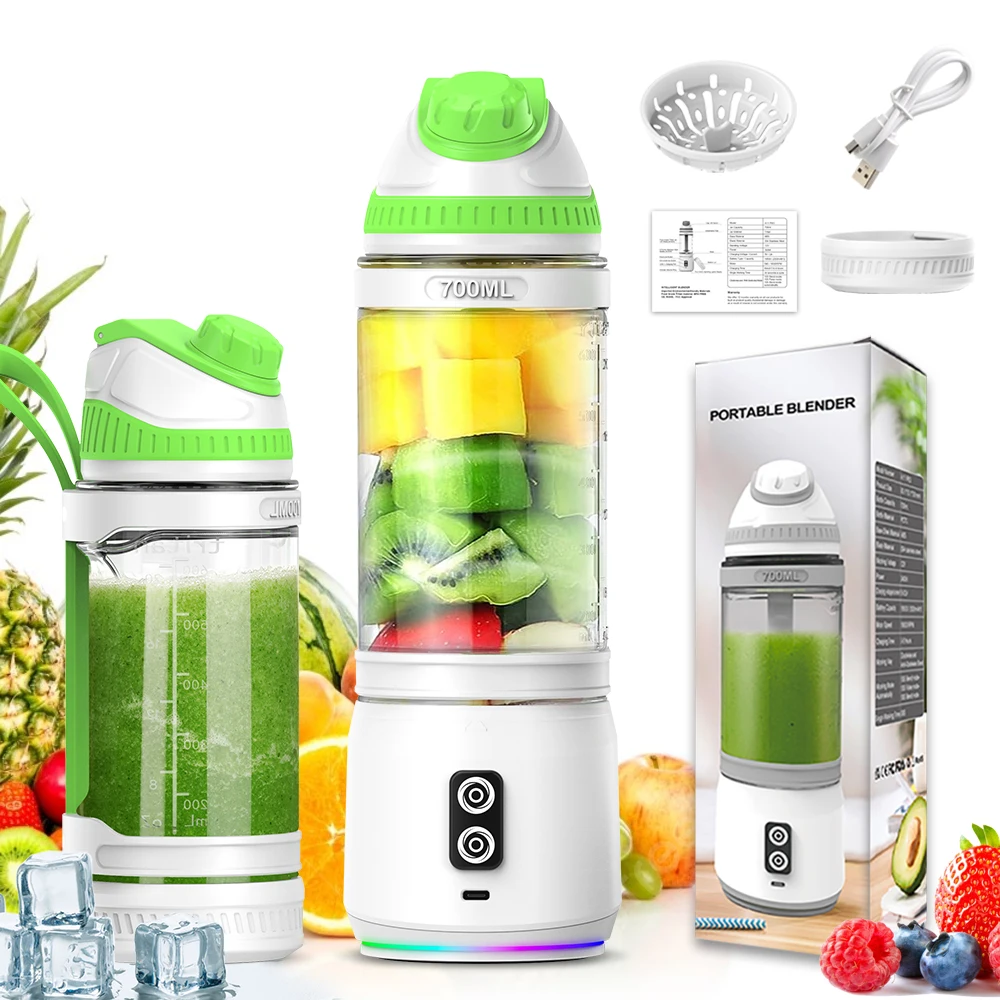 Portable Blender 700ML Electric Juicer machine Fruit Mixer USB Rechargeable Milkshake Smoothie Mini Blender kitchen acceesories