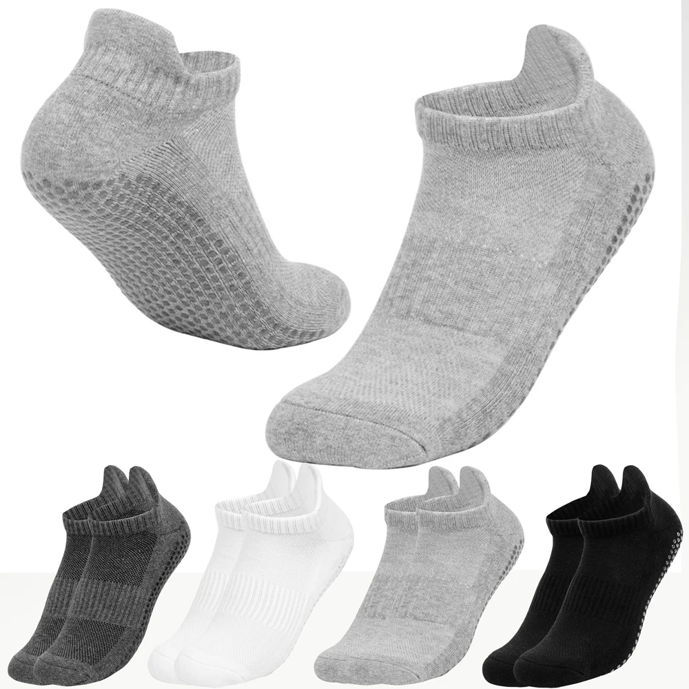 1 Pairs Men Sport Short Boat Socks Yoga Socks for Women Non-Slip Towel Bottom Cotton Sock Pilates Ballet Dance Barefoot Workout