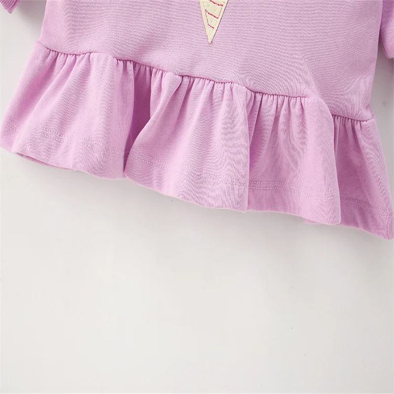 Jumping Meters 2-7T Ice Cream Autumn Winter Girls Sweatshirts For Baby Long Sleeve Children\'s Clothing Embroidery Hooded Shirts