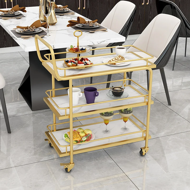 

Hotel Sideboards Trolley Rolling Utility Gold Serving Food Trailer Trolley Bar Tables Outdoor Cabeceros Restaurant Furiture