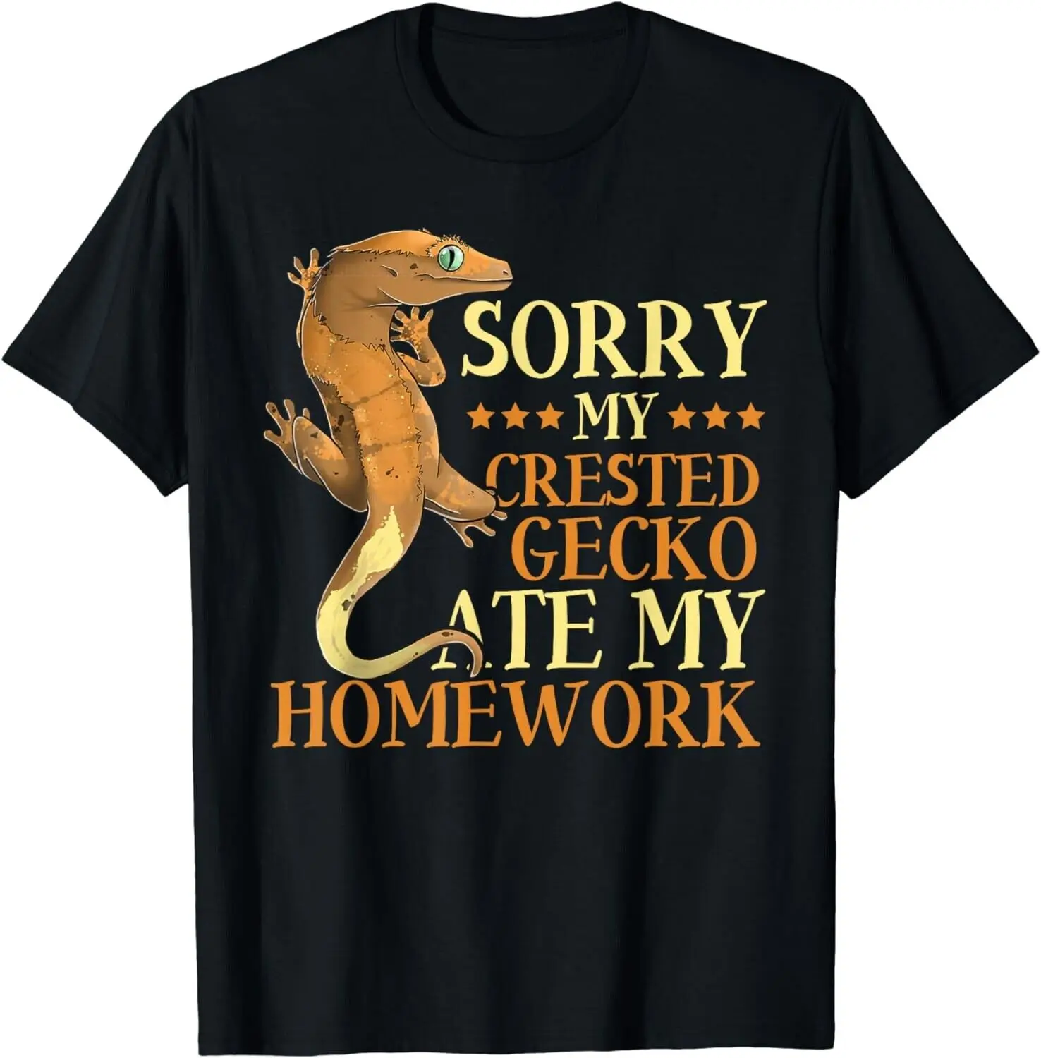 crested gecko ate my homework Gift Items T-shirt Summer short sleeve crew neck top unisex Cool Harajuku Y2K shirt