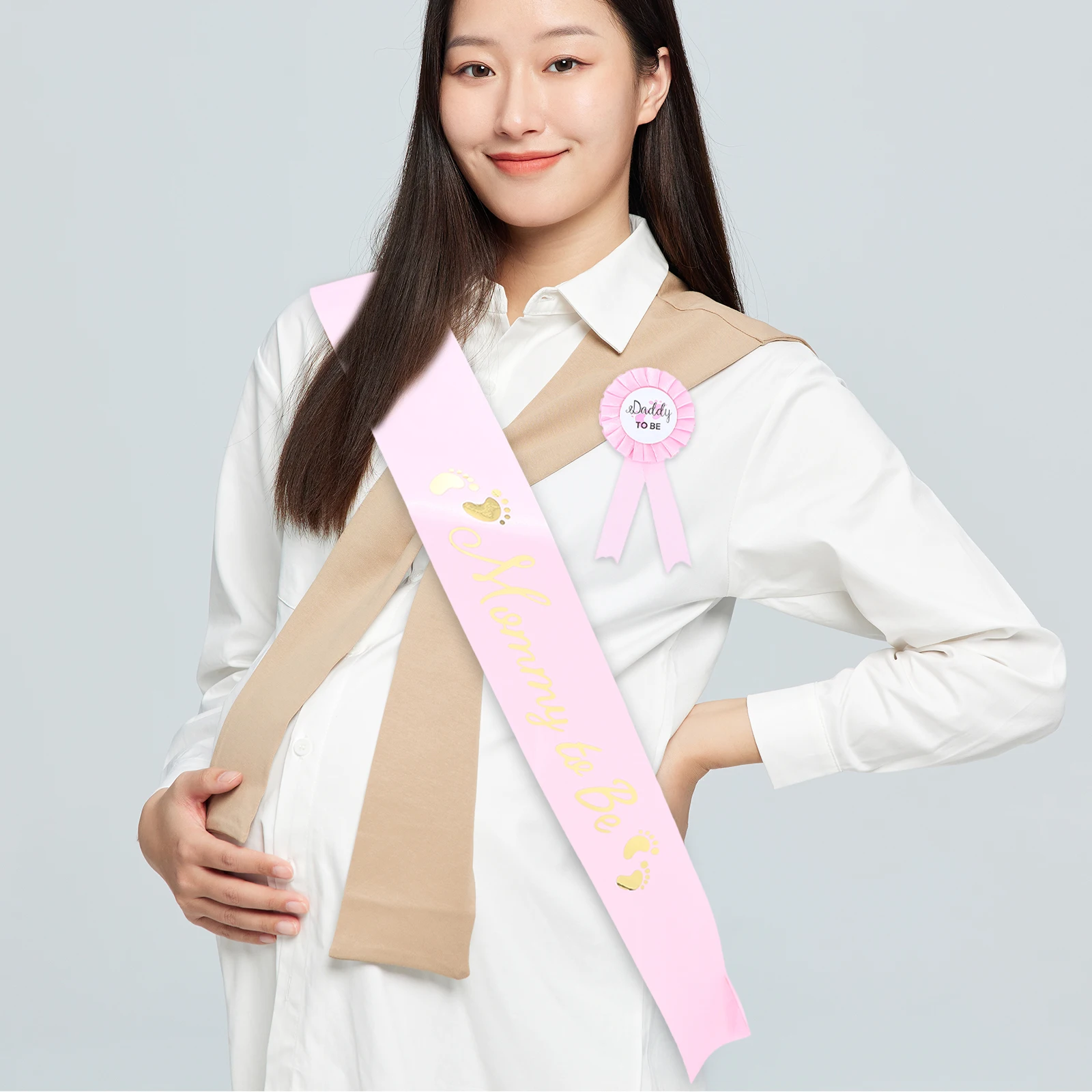 1 مجموعة 1 مجموعة الأم لتكون وشاح أبي ليكون شارة دبوس دش ديكور لتوقع الآباء الأمومة التقطت الصور تذكار #1