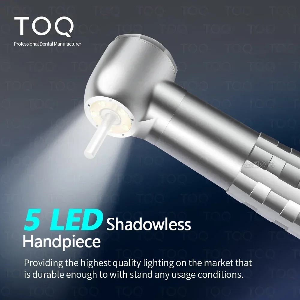 

Dental Shadowless 5 LED High Speed Handpiece Dentist Tips Air Turbine Push Button Ceramic Bearing Rotor with 5 Water Spray