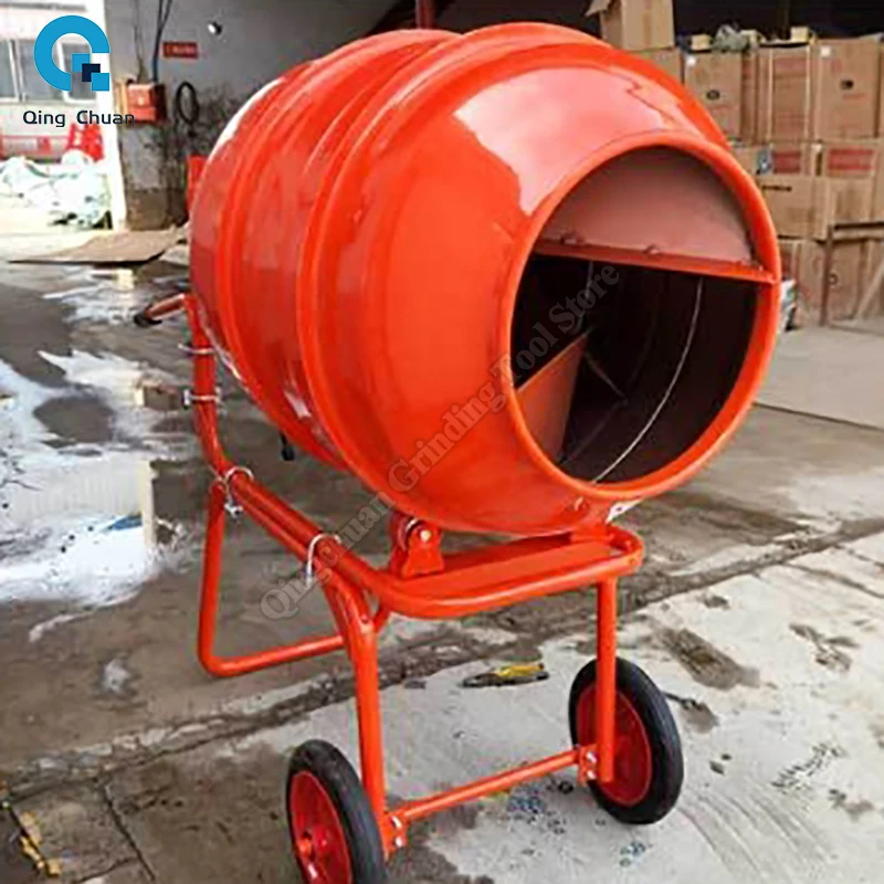 Small Hand Pushed Drum Mixer For Construction Sites Spot Mobile Cement Mortar Electric Forward And Reverse Mixer