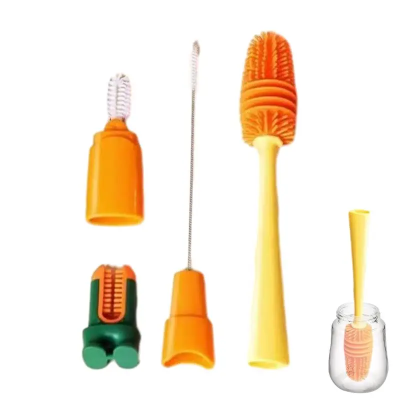 Bottle Brush Cleaner Set Household Multi-functional Brush Gap Cleaning Brush Set With Stand Durable Baby Pacifier Scrubber