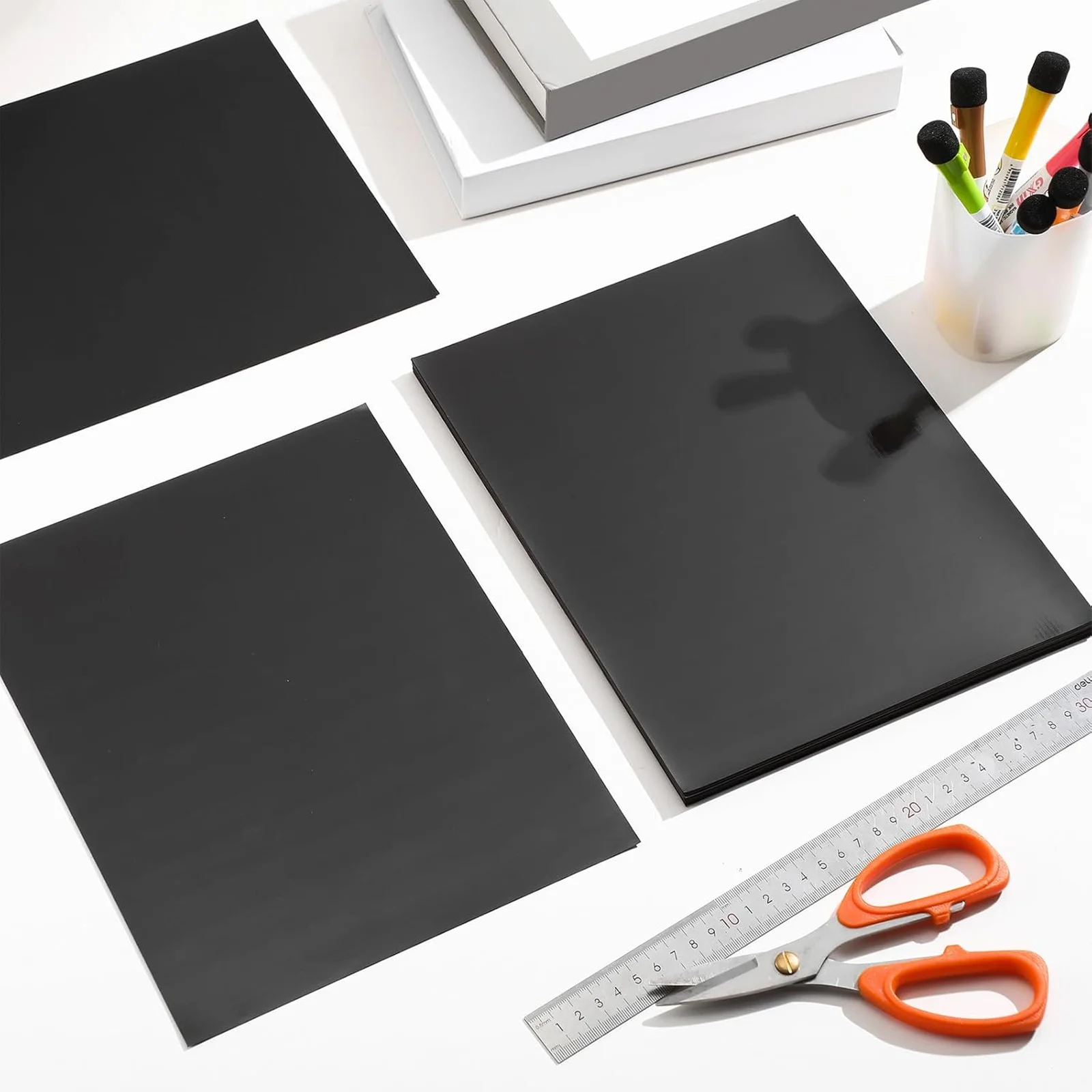5 أوراق A4 صفائح مغناطيسية سوداء بسمك 0.75 مم مغناطيسية على جانب واحد لقطع صور الثلاجة مغناطيس حرفي
