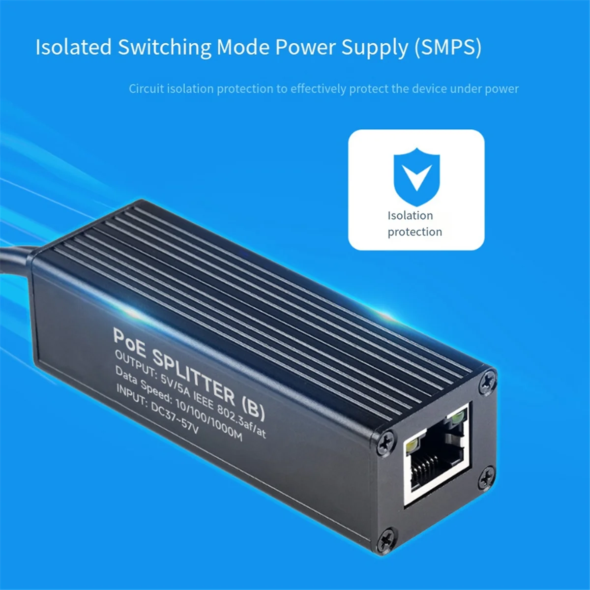 BOFO Waveshare PoE Splitter Industrial Gigabit tipo C interfaz fuente de alimentación importado MPS Control Chip solución divisor
