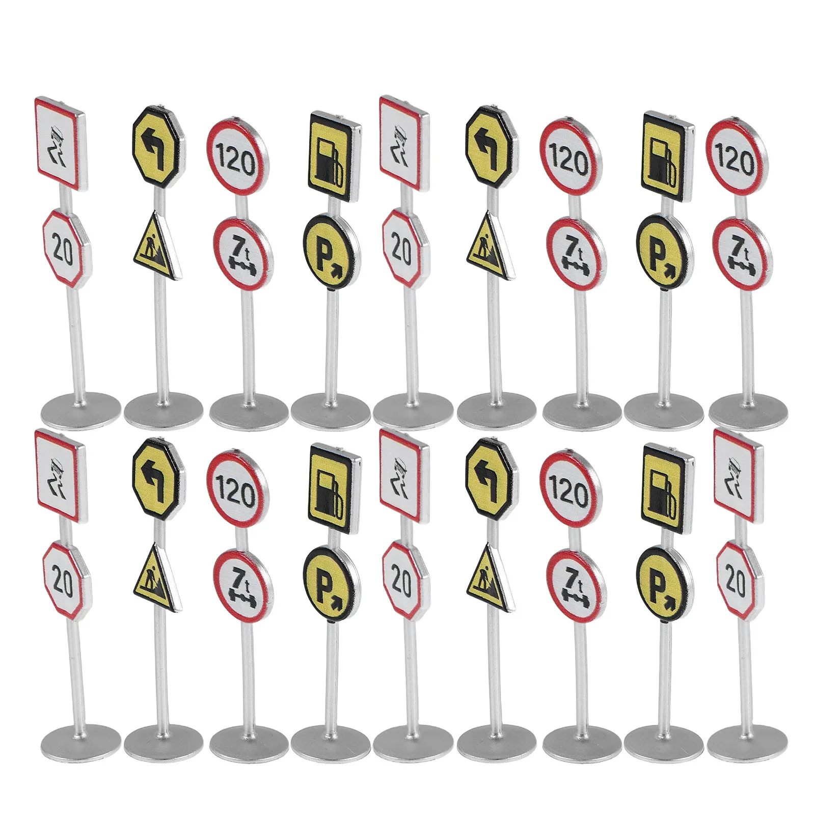 

100Pcs Traffic Signs Playset 6.5cm Mini Road Signs Educational Kids Learning Car Track Accessories Traffic Warning Signal Set