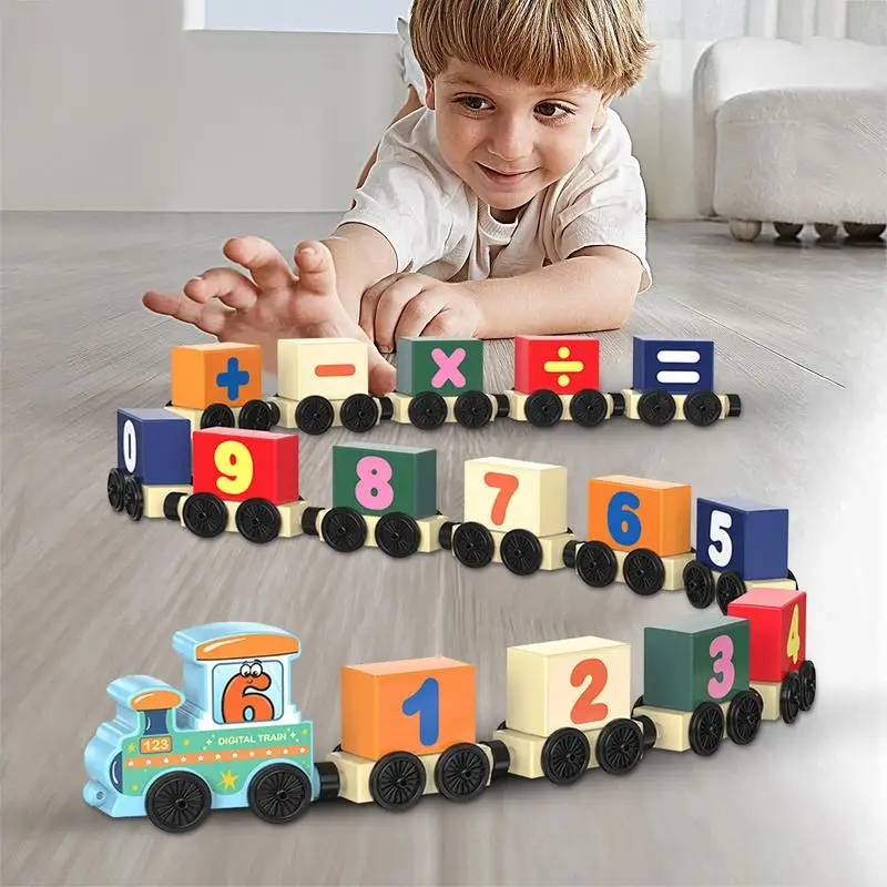 Set di treni magnetici con alfabeto 16 pezzi Numero Treno in legno Giocattolo educativo per bambini Giocattoli per la scuola materna Giocattolo di apprendimento carino per bene