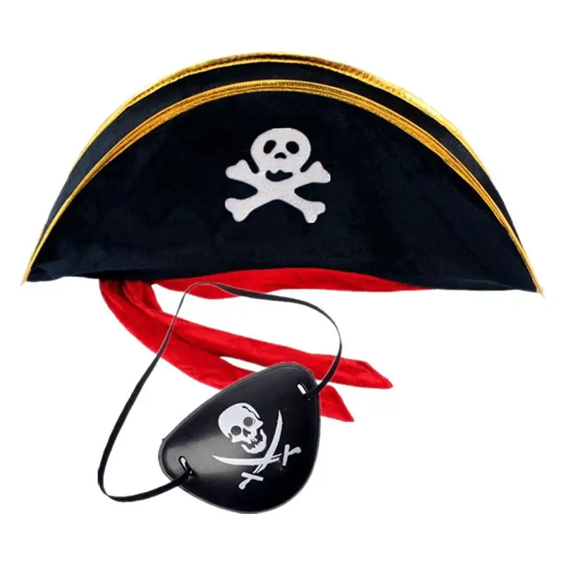 2 pezzi cappello e benda sull'occhio per bambini benda sull'occhio da pirata per bambini cappello da pirata per bambini cappello da pirata per adulti cappello da pirata benda sull'occhio per bambini