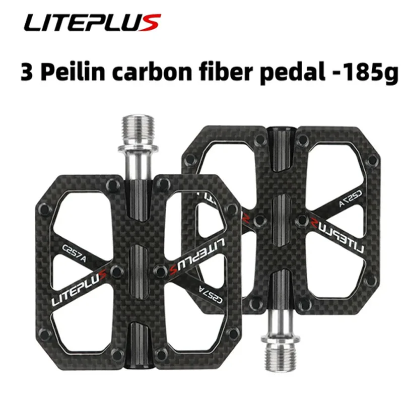 

Liteplus Ultralight Mountain Bicycle Carbon Fiber Pedal 185g Titanium Shaft 3 Bearings Road Bike Pedal Anti Slip Racing Pedal