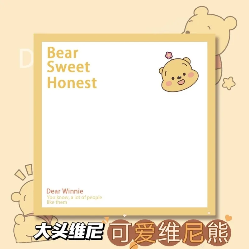 New Winnie The Pooh Soft Cute Cartoon Ins Reusable Post-It Notes School Home Records Refrigerator Fashion Square Small Book