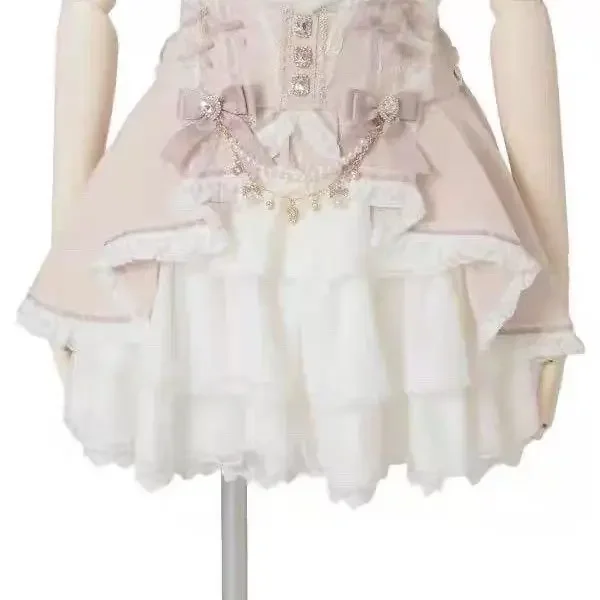 

Japanese Style Lolita Fashion Cake Skirt Sweet Cute High Waist Skirt Solid Kawaii Lace Y2k Mini Skirt Hot Girls Chic New