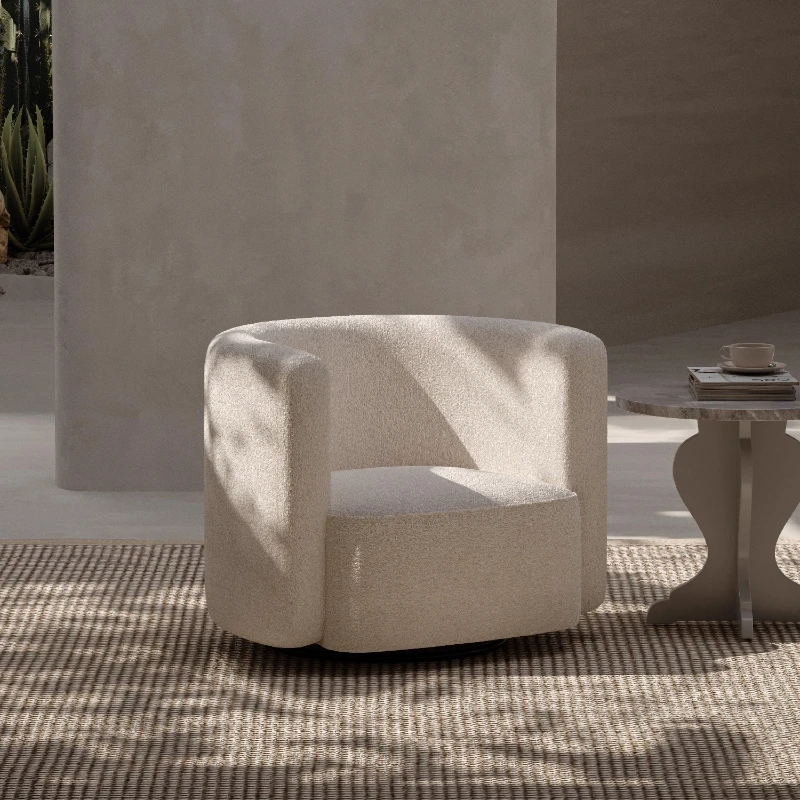 

Lamb Velvet Antique Style Fabric Sofa Luna Single Sofa Swivel Single Chair High-strength Rebound Fabric Russian Leaf Pine