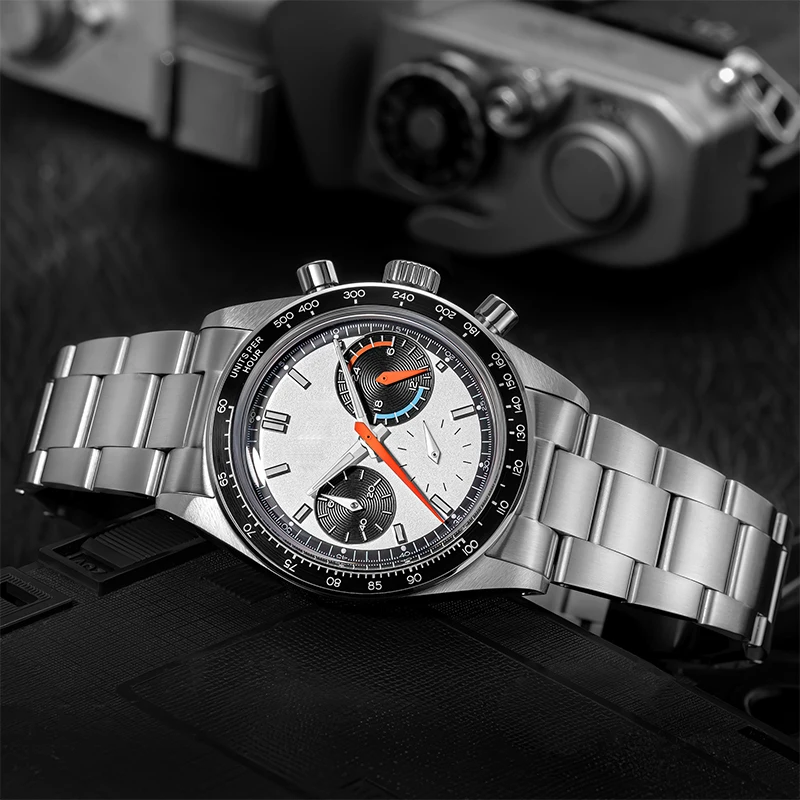 ADDIESDIVE Individuelles Logo DIY Herren Luxusuhren VK63 Uhrwerk Quarz-Armbanduhr 100m Wasserdicht Sportuhr mit Sekundenzeiger
