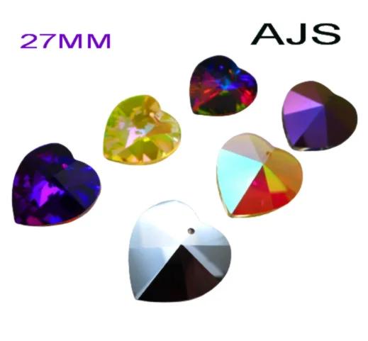 12 pieces 27MM Love Hearts 6202 Austrian Crystal Pendants AB Rainbow Jewelry Earrings Necklace DIY Prism Wholesale Free Shipping