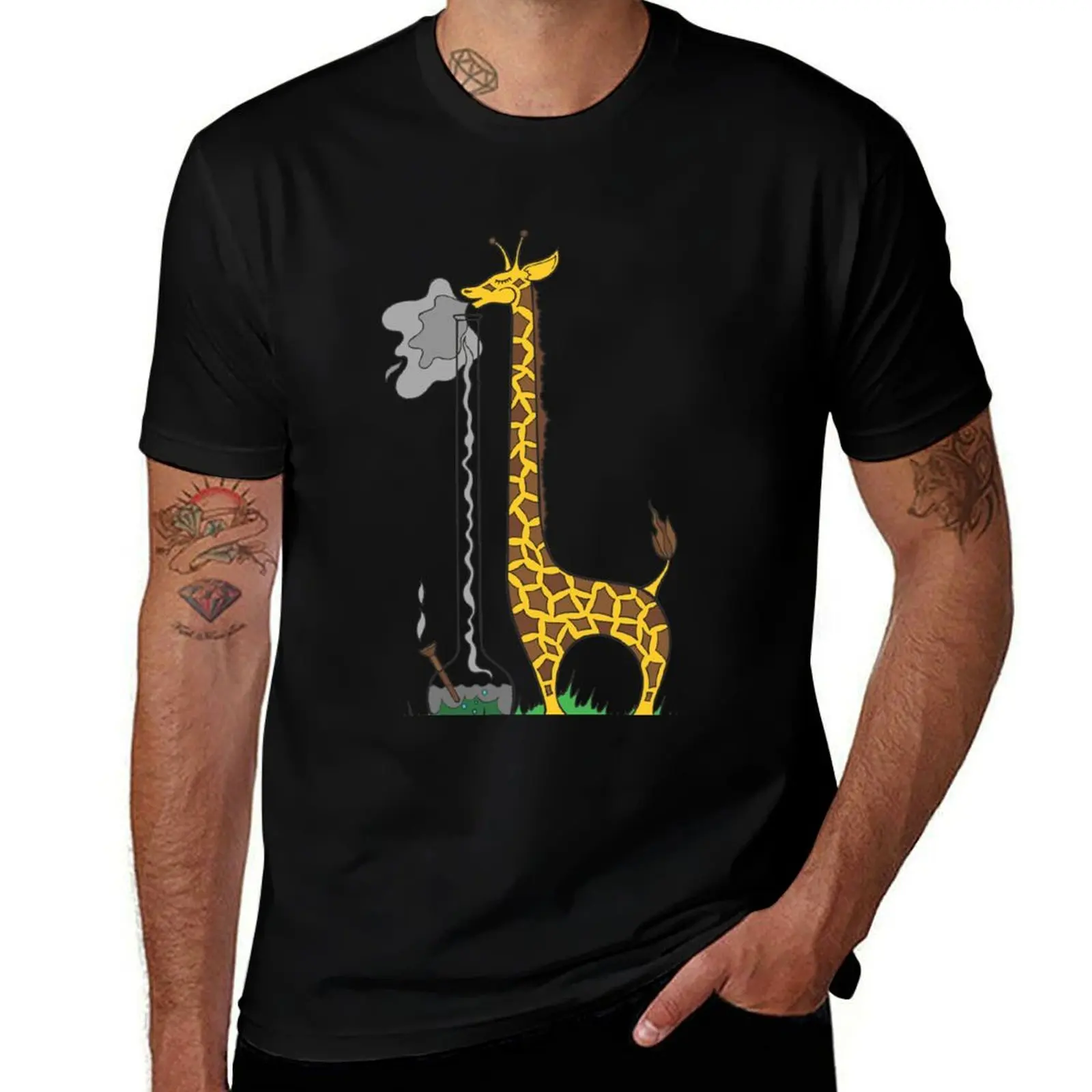Long Long Giraffe Bong T-Shirt All Weather Casual Short Sleeve T-Shirt