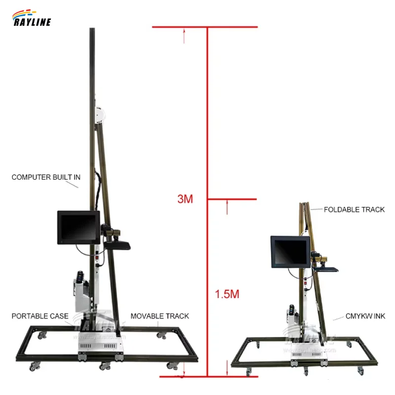 Máquina de impressão vertical portátil com tela sensível ao toque, impressoras 3D automáticas, tinta UV industrial, interior e exterior