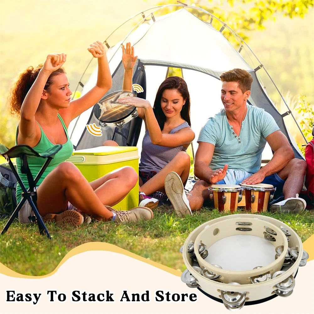 Peace Dove Church Double couche tambourin à main 8/10 pouces main secouer tambourin Instrument de Percussion danse main Clap tambour