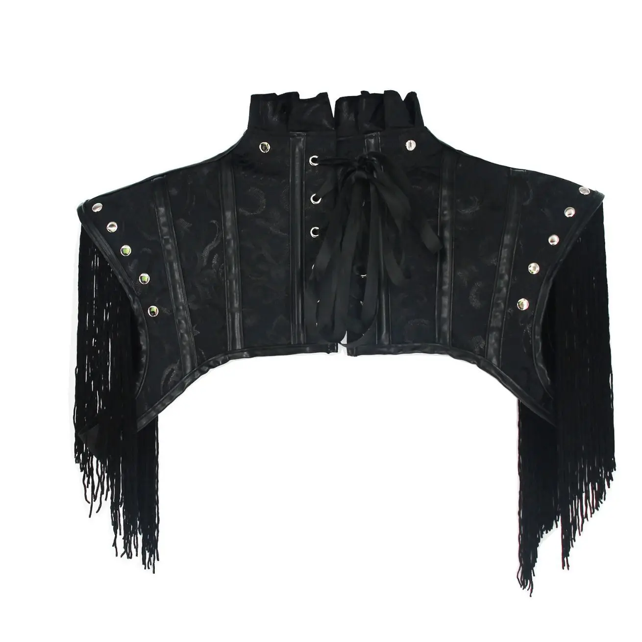 Retro Steampunk Gothic Tassels Leather Corset Top Armor Women Shoulder Shawl Cosplay Halloween Costumes