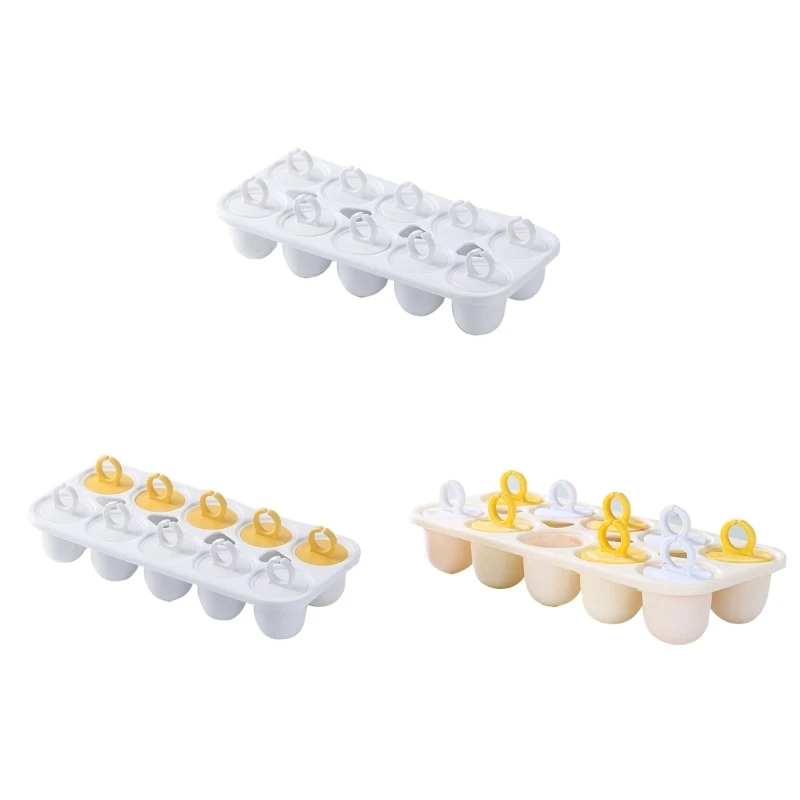 

10 Cavity Ice Cream Molds with Ring Handle Ice Popsicles Molds Ice Trays