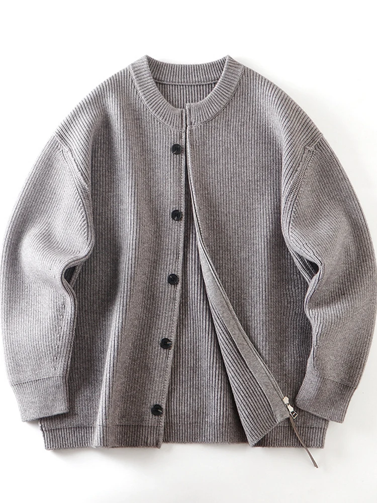 

Осенне-зимний мужской кардиган в американском ретро-стиле, вязаный, на пуговицах, свободный, повседневный, теплый, из смесового полиэстера, простой дизайн