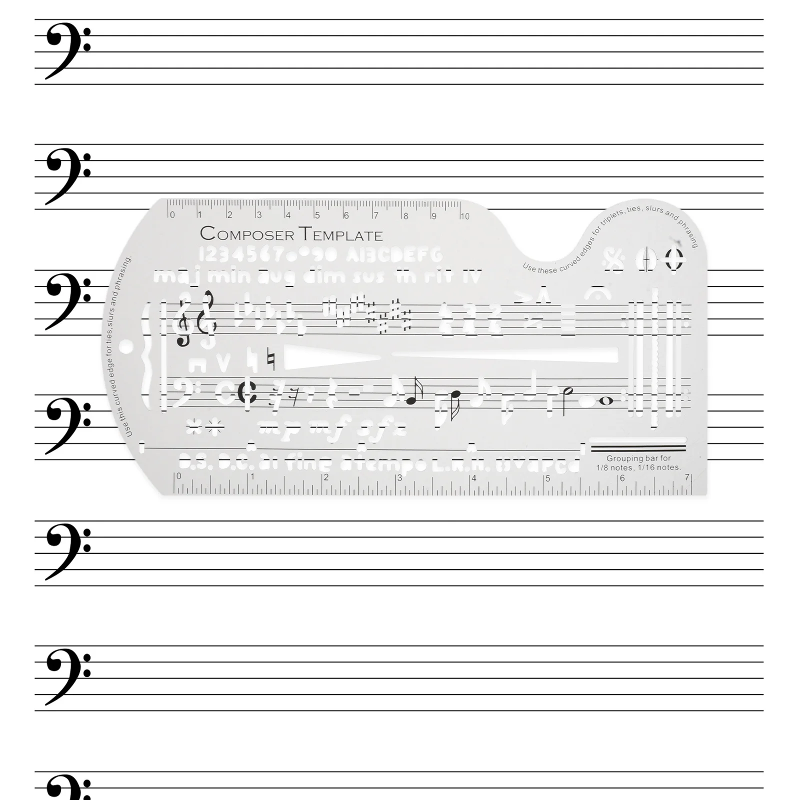 

Music Staff Drawing Ruler Durable Plastic Composition Tool for Precise Manuscript Sketching Music Symbols Notation Stencil